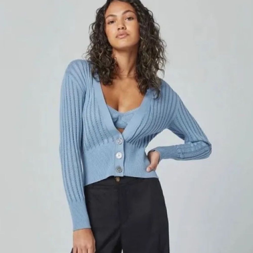 ALP N ROCK HANNE CARDIGAN SWEATER Light Blue. Size Small. New with Tag NWT